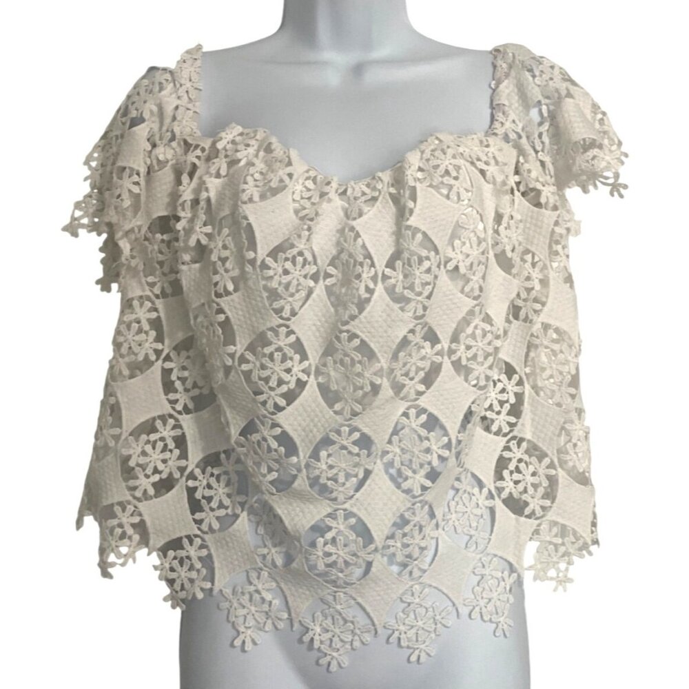 Haute Monde Y2K Floral Lace Cream Top Size M Wire Corset Lining Coquette Fairy